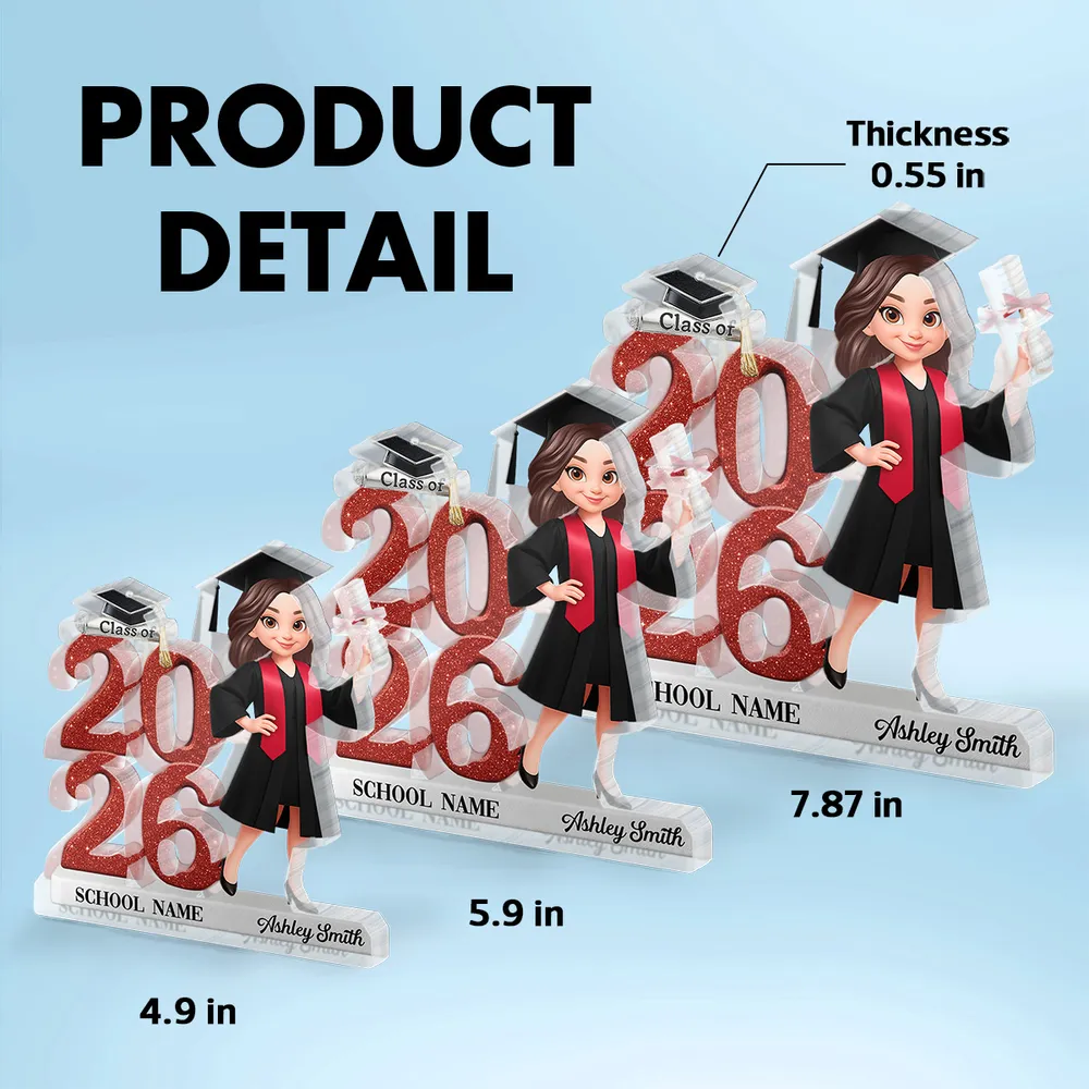 Class Of 2026 2027 Senior 2D Flat - Personalized Acrylic Block Plaque - Graduation Gift For Graduates, Daughter