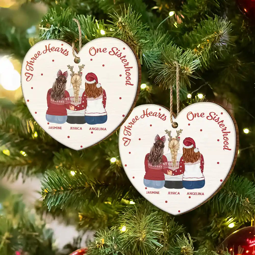 Christmas One Sisterhood - Personalized Custom Shaped Wooden Ornament