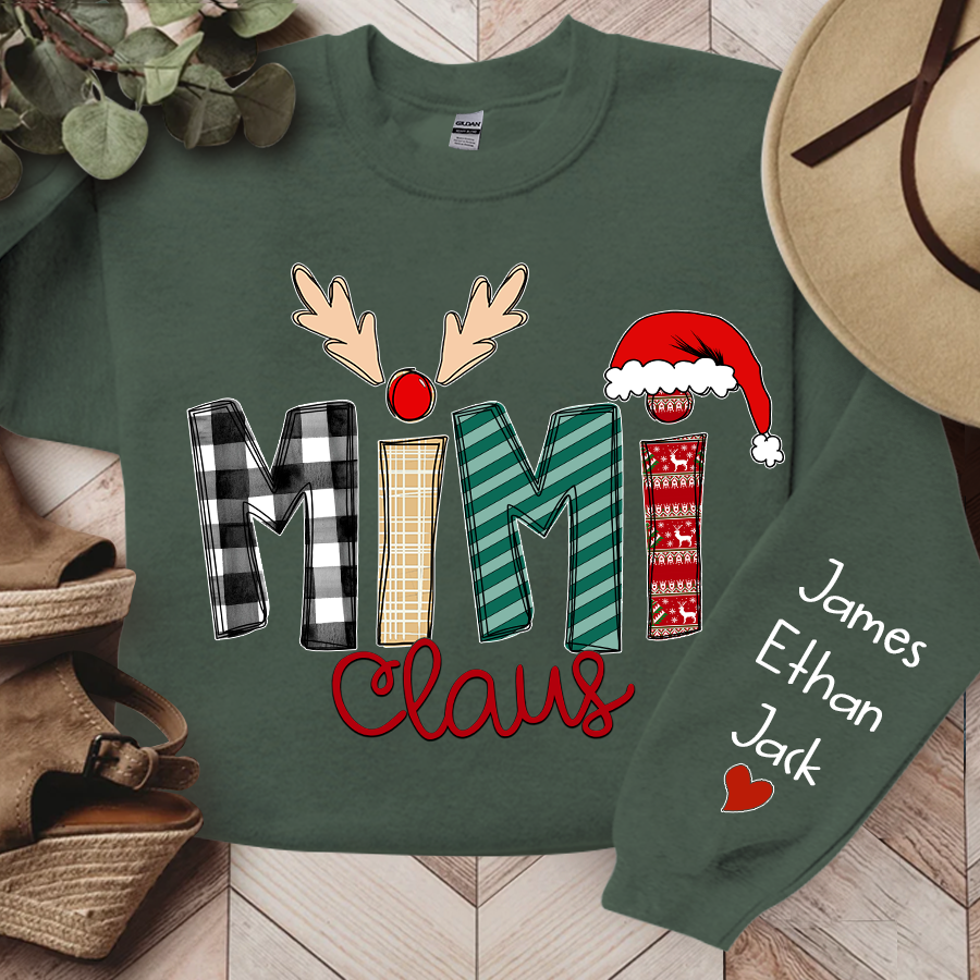 Family Best Gifts For Christmas, Mimi Claus Sweatshirt, 2024 Christmas Nana Sweatshirt, Custom Grandma Claus Christmas