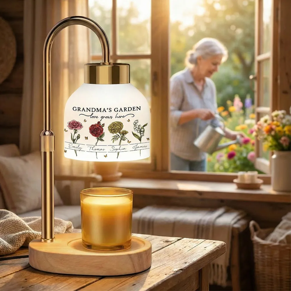 Beautiful Grandma Garden Custom Birth Month Flowers - Personalized Candle Warmer Lamp - Gift For Grandma, Mom