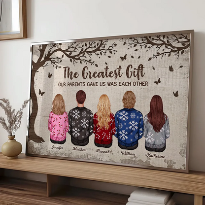 Personalized Siblings Christmas Poster, Personalized Brothers and Sisters Ornament, Siblings Gift