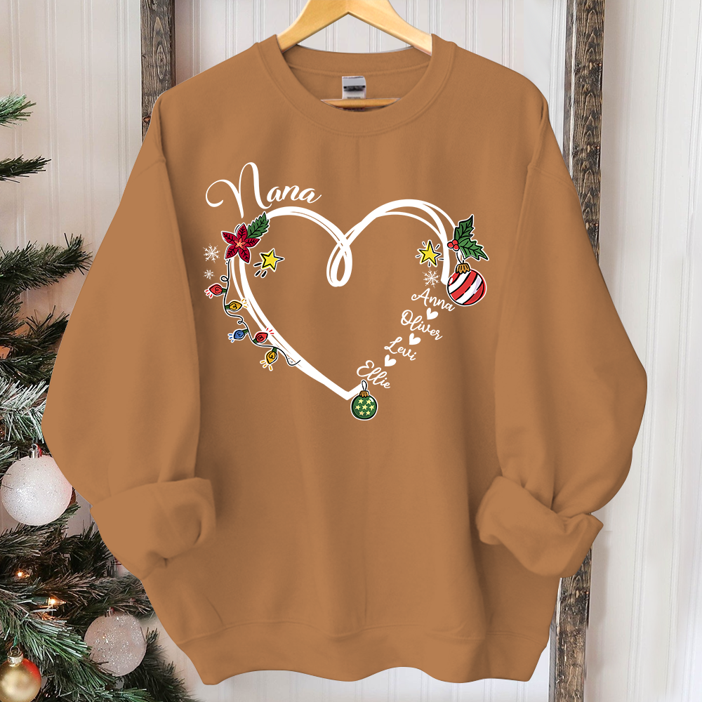 Nana Heart Christmas And Grandkids Sweatshirt