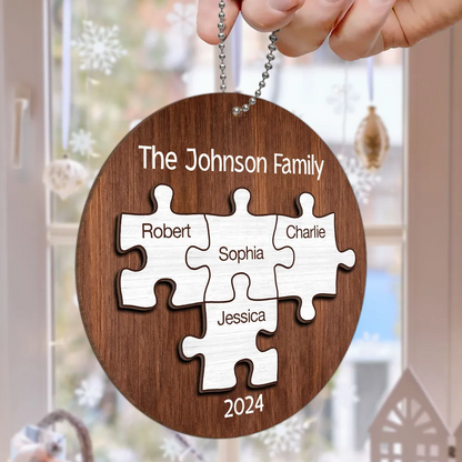 Pieces Of Our Family Christmas Keepsake Personalized Wooden Ornament