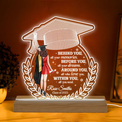 Behind You All Your Memories Graduation Gift Personalized Custom Shape Warm LED Night Light