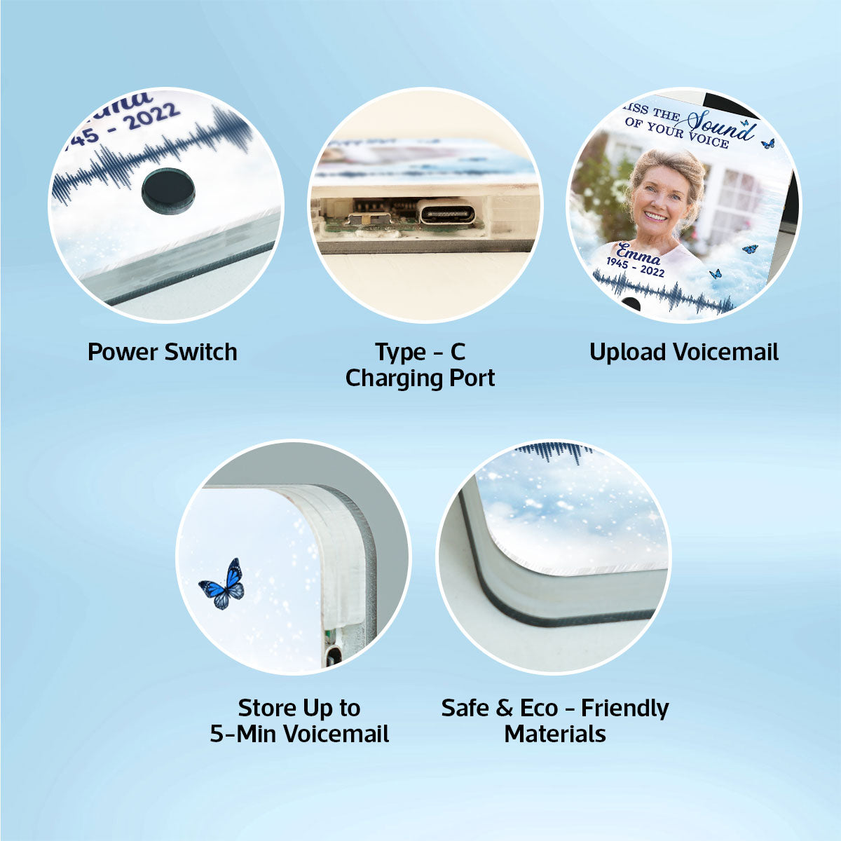 Miss The Sound Of Your Voice Memorial Photo Upload Voice Message Remembrance Keepsake Personalized Music Fridge Magnet