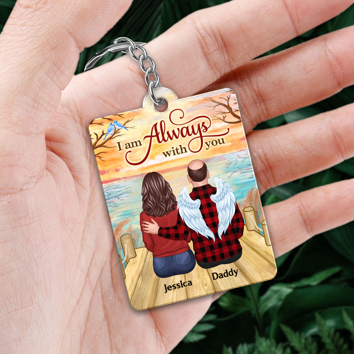 Lake View Always With You Family Members Memorial Remembrance Gift Personalized Acrylic Keychain