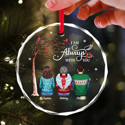 Always With You Cardinal Memorial Remembrance Keepsake Personalized Glass Ornament