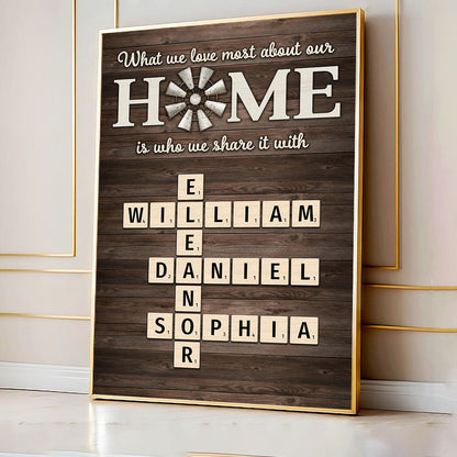 Home Is Who We Share Love With Crosswords Puzzle Art Personalized Poster