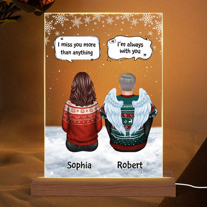 Snow Sky Always With You Family Memorial Conversation Remembrance Christmas Gift Personalized Rectangle Acrylic Plaque LED Night Light
