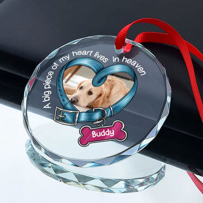 You Left Paw Prints In My Heart Forever Heart Collar Dog Memorial Personalized Glass Ornament