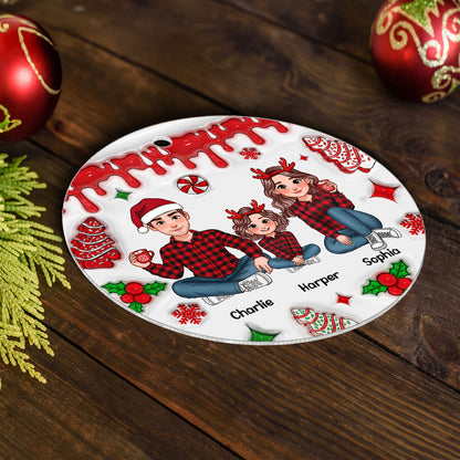 3D Inflated Effect Animated Family Christmas Cake Personalized Acrylic Ornament, Christmas Decoration, Christmas Gift For Family