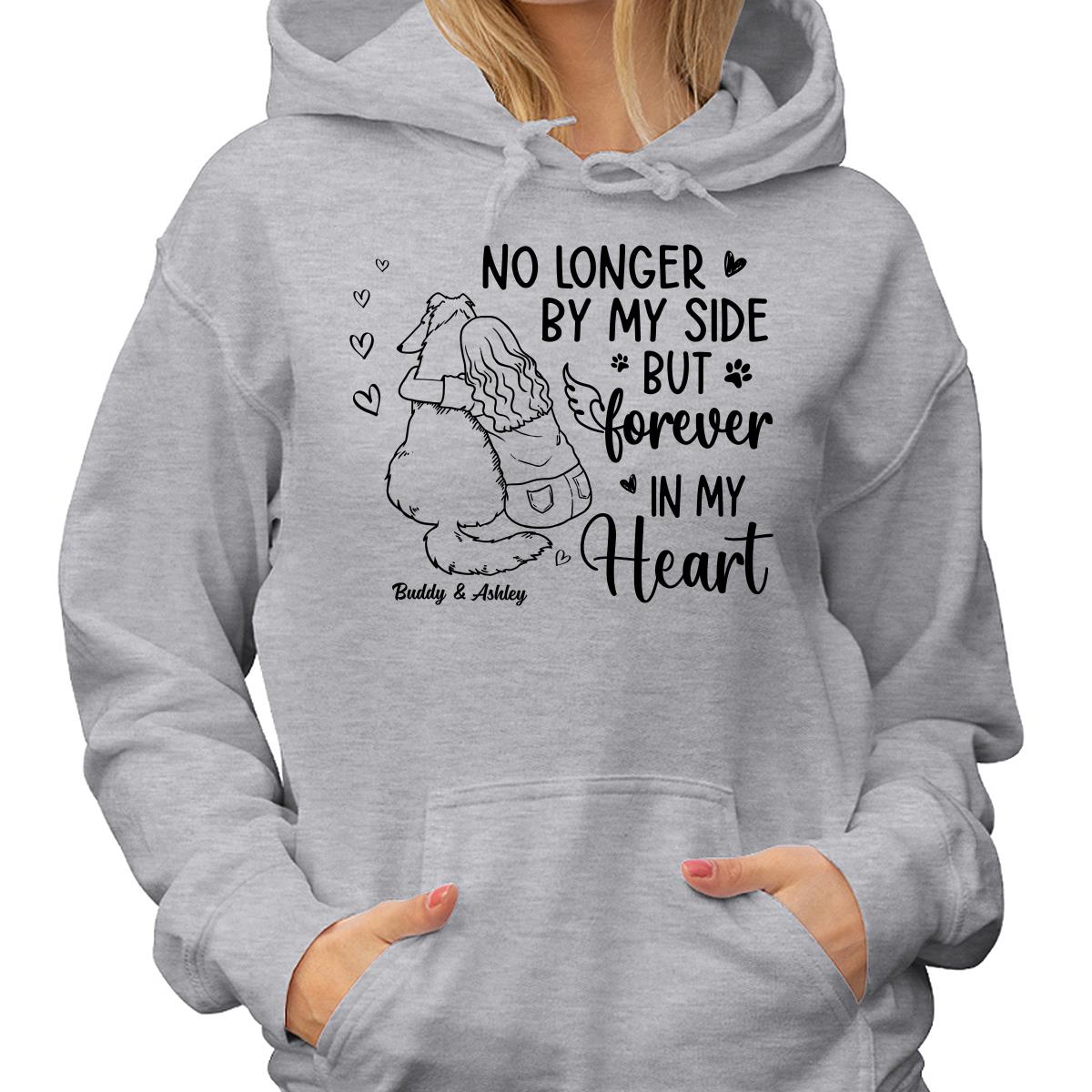 No Longer By My Side Forever In My Heart Woman Hugging Dog Memorial Personalized Shirt