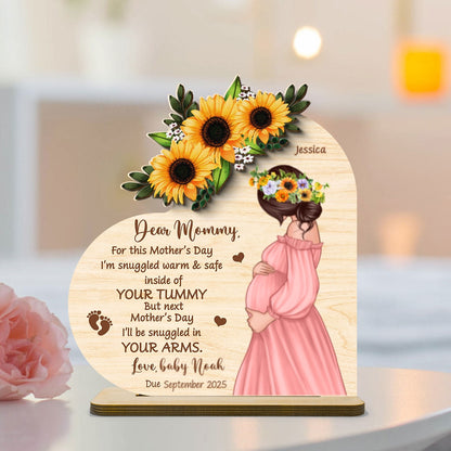 Personalized Pregnant Mom Baby Bump Wooden Plaque, Pregnancy Announcement, Expecting Parents, Mother's Day Gift for Mom
