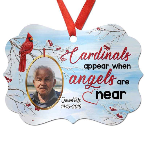 Cardinals Appear Angels Memorial Photo Personalized Christmas Ornament