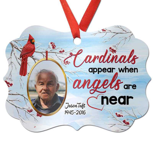Cardinals Appear Angels Memorial Photo Personalized Christmas Ornament