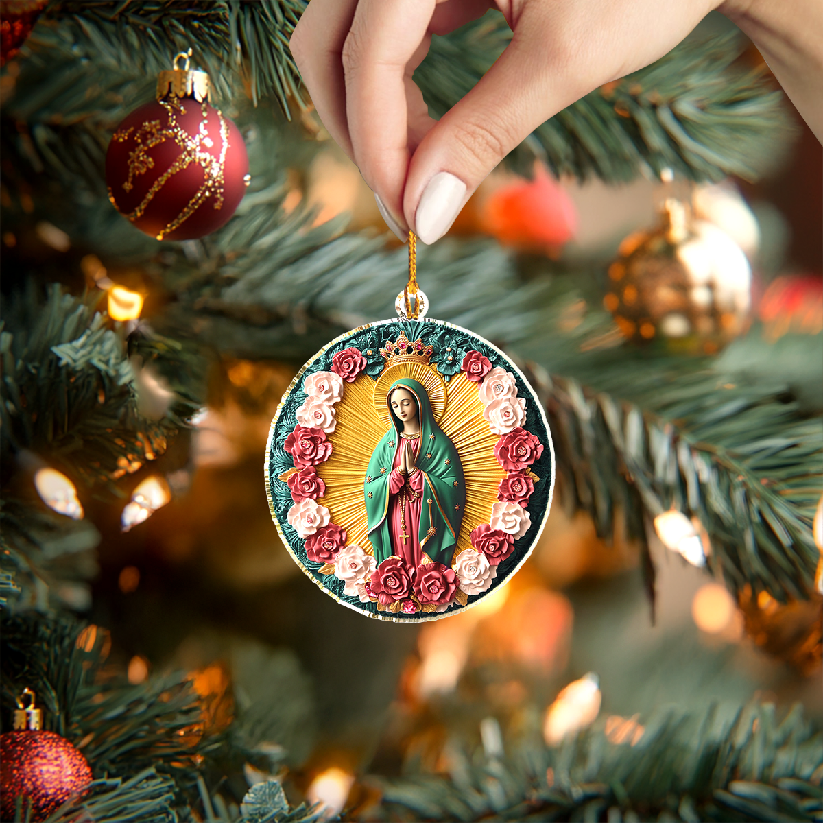 Shineful 2D Acrylic Ornament Our Lady of Guadalupe Embrace