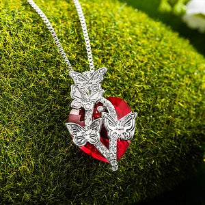 Personalised Butterfly Pendant Zircon Necklace Adorned with Heart Crystal Engraved Name Gift for Woman