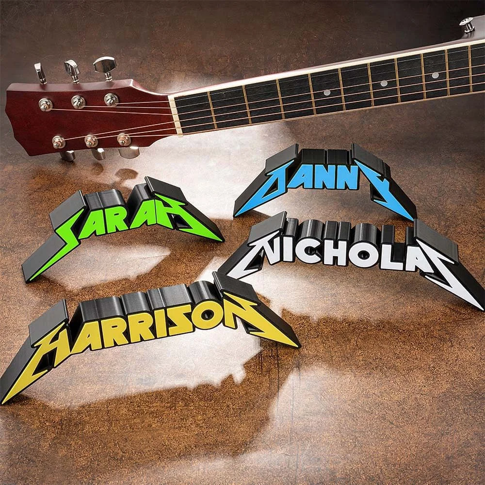 Personalised Heavy Metal Font 3D Printed Name Sign Display Desk Decor Birthday Gift for Metal Rock Lover