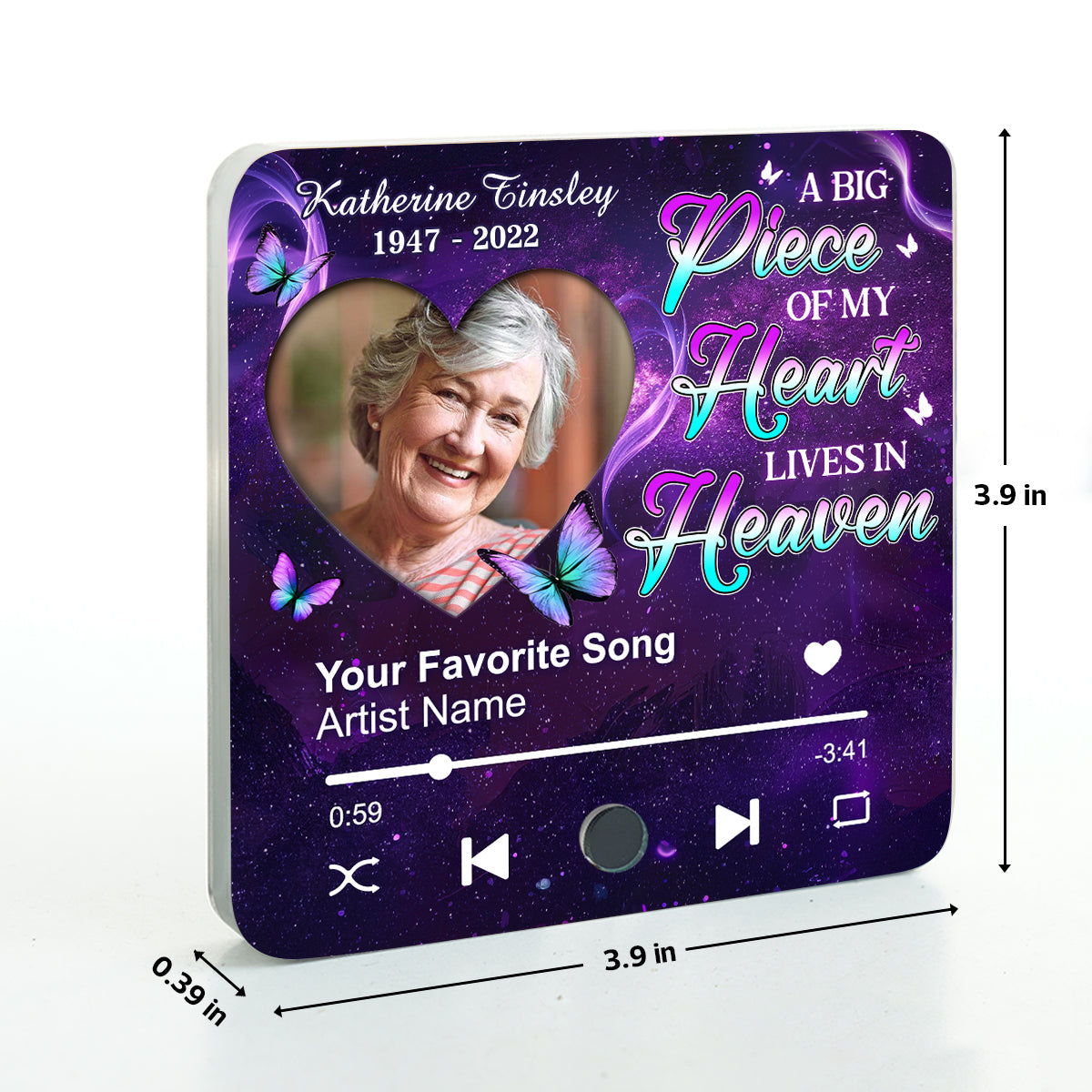 A Song from Heaven – Personalized Music Fridge Magnet With Photo of A Loved One Sympathy Gift, Memorial Gift, Remembrance Gift