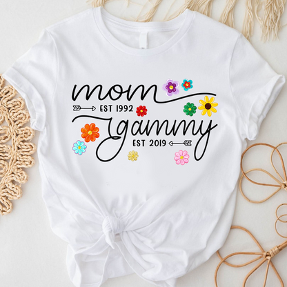 Mom Grandma Est Flower Color With Grandkids Mothers Day Gift Th T-Shirt