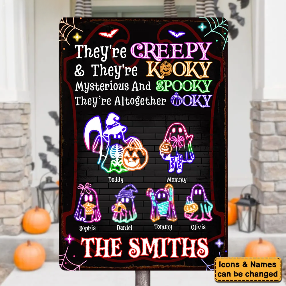 Personalized Halloween Family Boo Neon Metal Sign