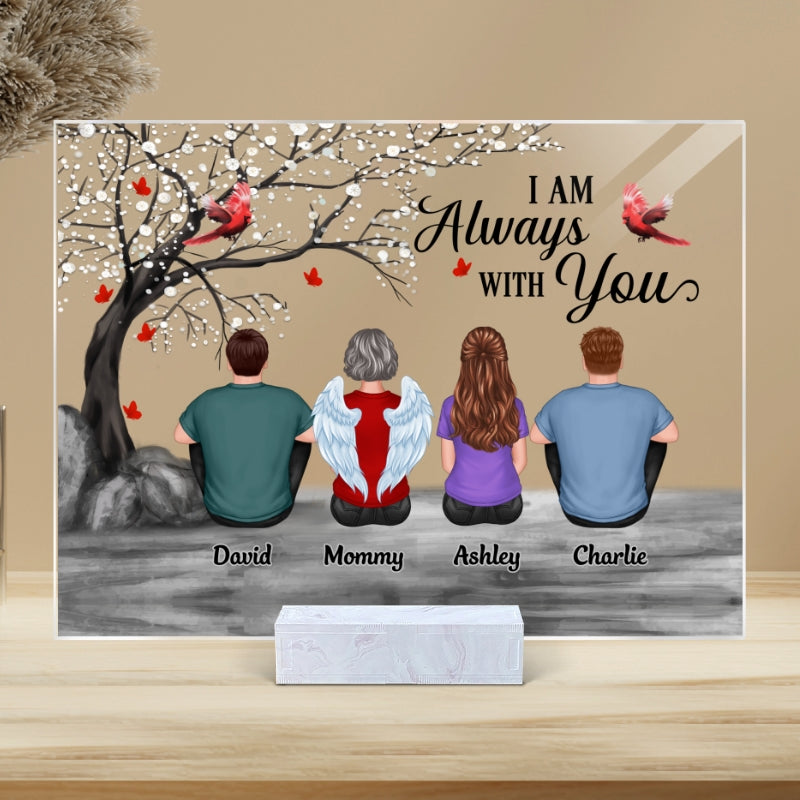 Blossom Tree Cardinal Whole Back View Family Sitting Remembrance Gift Memorial Personalized Acrylic Plaque