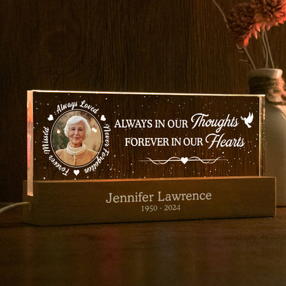 Always In Our Thoughts Forever In Our Hearts Personalized Acrylic Block LED Night Light