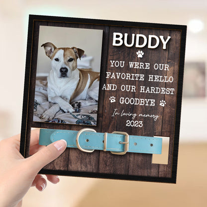 Rustic Pet Loss Dog Cat Photo Memorial Remembrance Gift Pet Collar Keepsake Personalized Wooden Pet Collar Holder