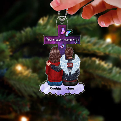 Butterfly Cross Family Memorial Remembrance Keepsake Personalized Acrylic Ornament
