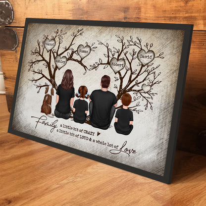 Family Heart Tree Sitting Personalized Poster, Home Decoration, Gift For Family