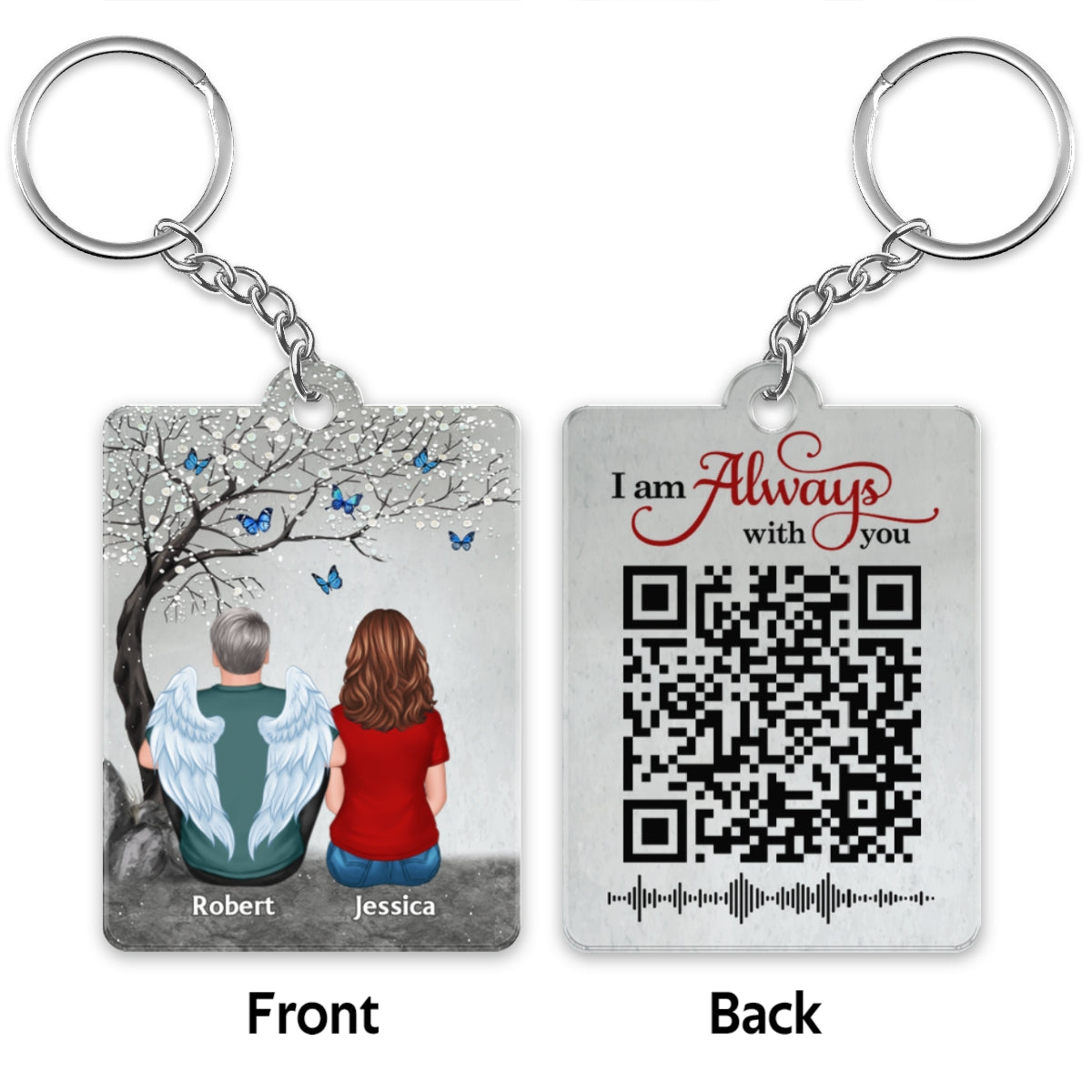 Blossom Tree Family Memorial Remembrance Keepsake Voice Message QR Code Personalized Acrylic Keychain