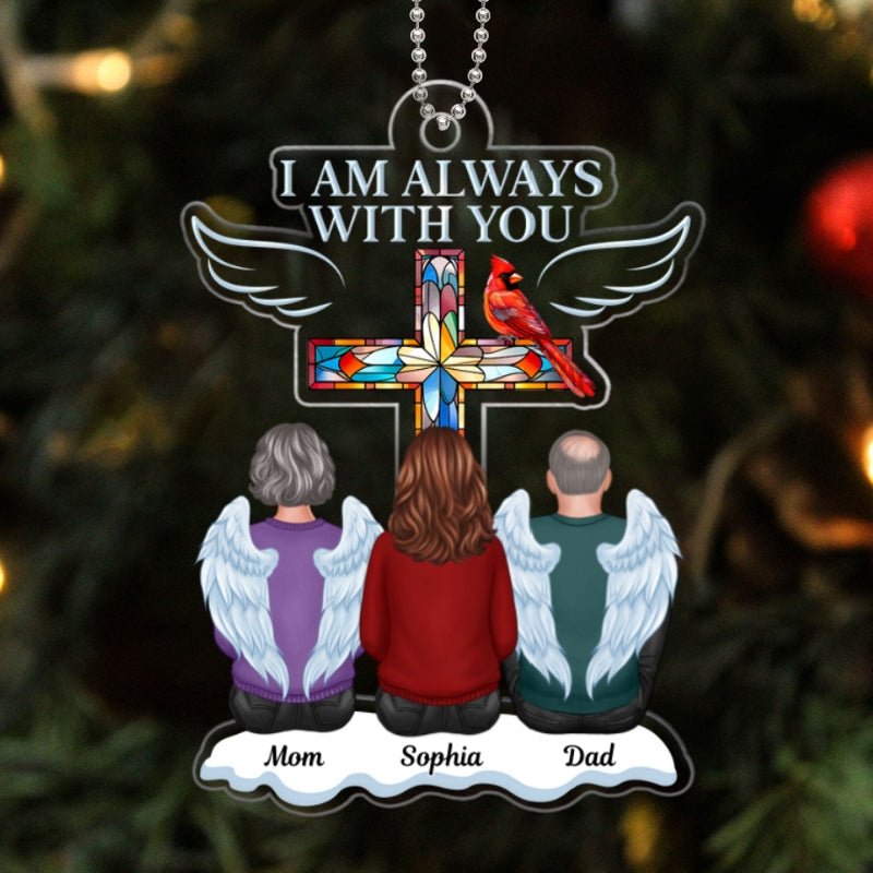 Family Memorial Keepsake Stained Glass Cross Cardinal Personalized Acrylic Ornament