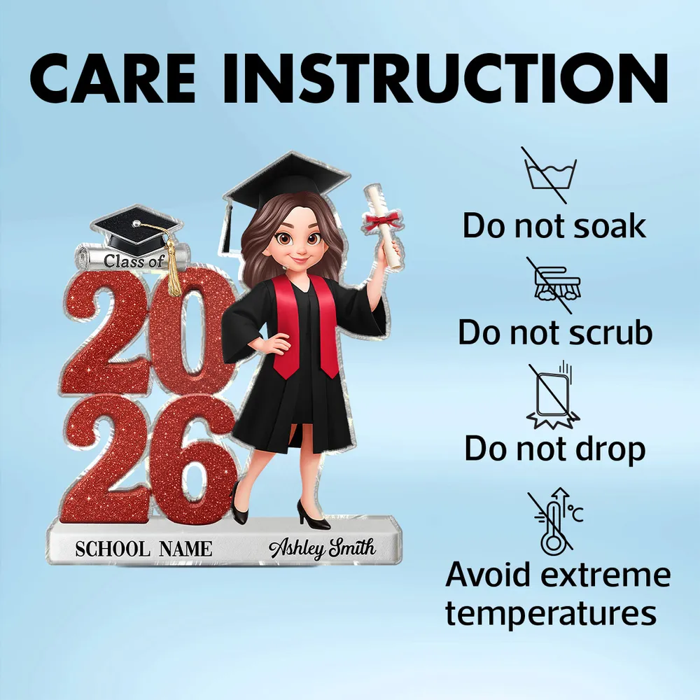 Class Of 2026 2027 Senior 2D Flat - Personalized Acrylic Block Plaque - Graduation Gift For Graduates, Daughter