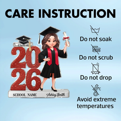 Class Of 2026 2027 Senior 2D Flat - Personalized Acrylic Block Plaque - Graduation Gift For Graduates, Daughter