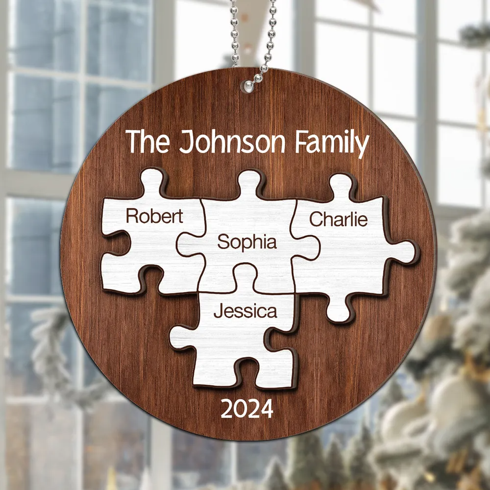 Pieces Of Our Family Christmas Keepsake Personalized Wooden Ornament