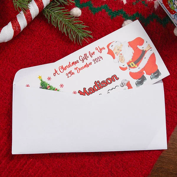 Personalised Santa Elk Snowman Design Christmas Card Money Wallet with Envelope for Cash Christmas Gift for Family Kids