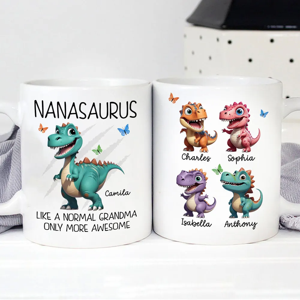 Mamasaurus Grandmasaurus Cute 3D Effect Dinosaurs Personalized Mug