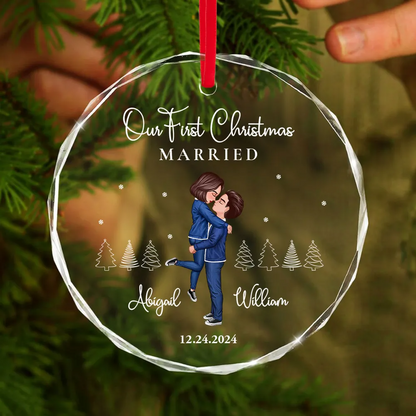 Our First Christmas Engaged Married, Newly Engaged Married Couple Personalized Ornament