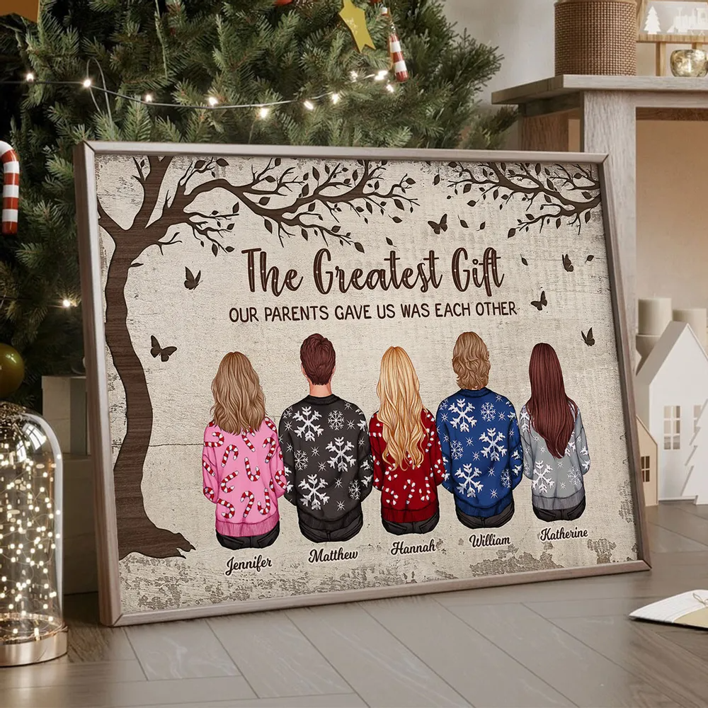 Personalized Siblings Christmas Poster, Personalized Brothers and Sisters Ornament, Siblings Gift