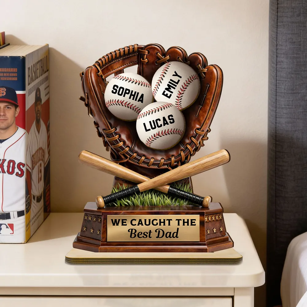 We Caught The Best Dad, Baseball Dad - Personalized 2-Layered Wooden Plaque - Father's Day Gift for Dad, Husband