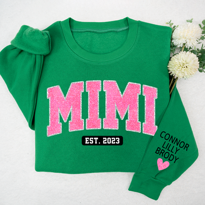 Mimi Pink Glitter Sweatshirt, Custom Mimi And Kids, Grandma Gift TH Sweatshirt