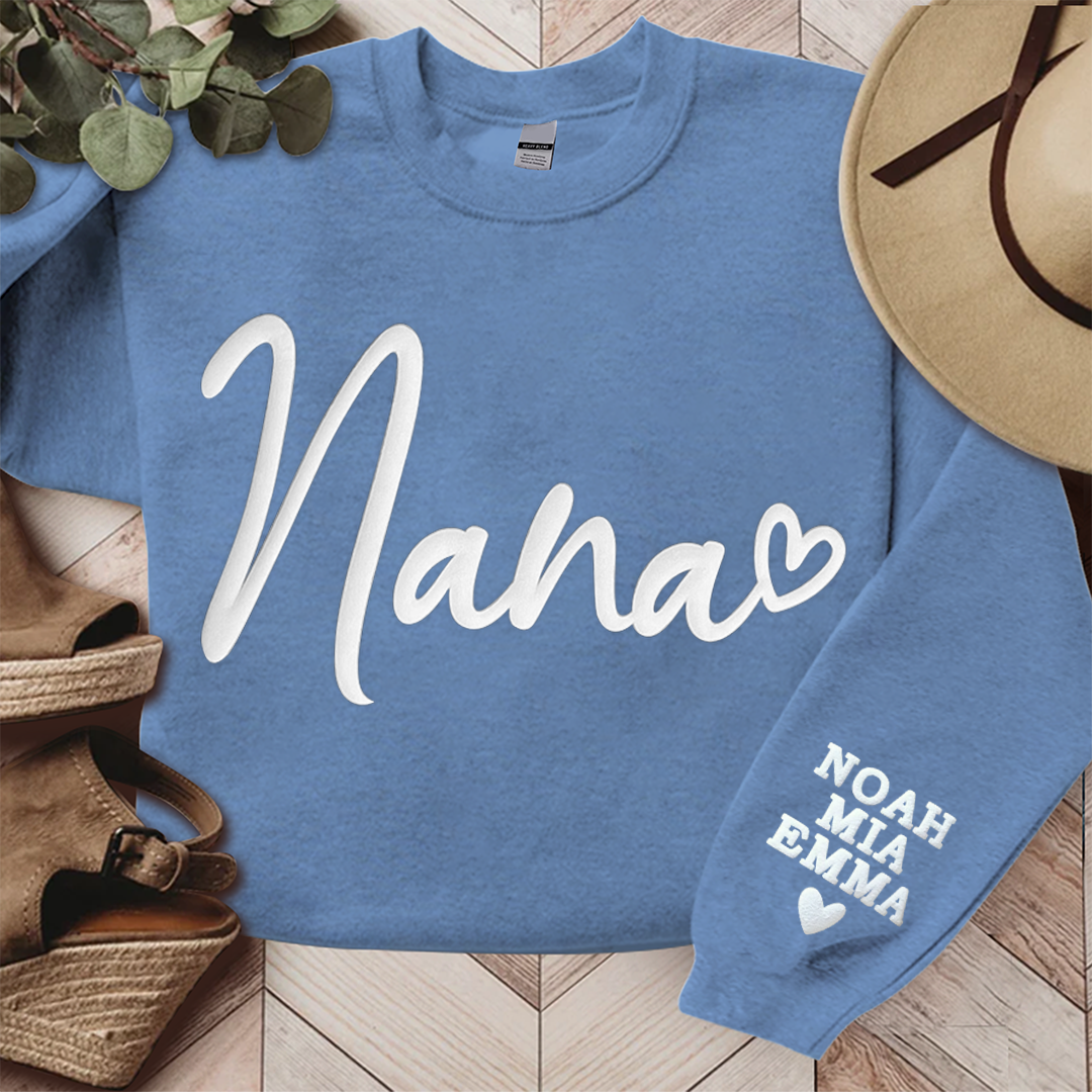 Personalized Nana Sweatshirt With Kid Names On Sleeve, Gift For Grandma TH Sweatshirt