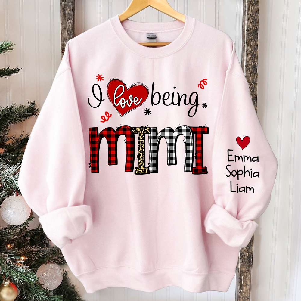 I Love Being Mimi Christmas, Custom Mimi And Kids TH Sweatshirt