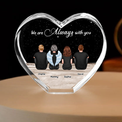 Always With You Sky Family Members, Memorial Personalized Premium Crystal Heart LED, Sympathy Gift, Free Delivery Included