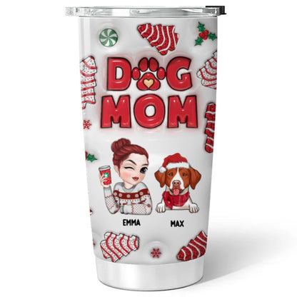 Dog Mom Christmas Cake - Personalized Custom 3D Inflated Effect Tumbler