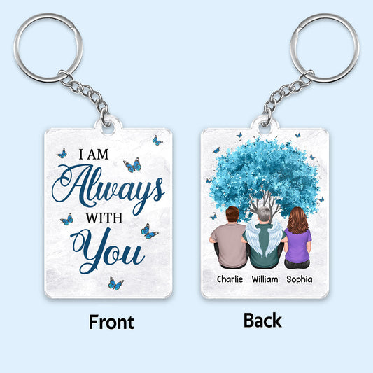 Blue Tree Butterflies Family Memorial Gift Remembrance Sympathy Keepsake Personalized Acrylic Keychain