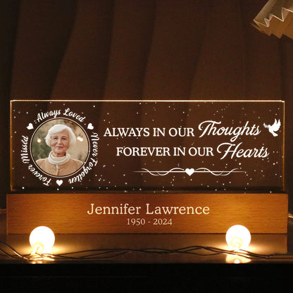 Always In Our Thoughts Forever In Our Hearts Personalized Acrylic Block LED Night Light