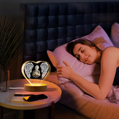 Personalized Picture Frame Memorial Gift Premium Heart LED, Heartfelt Table Decoration for Loss of Loved One