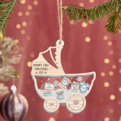 Personalized Baby First Christmas Ornament, Baby Keepsake Birth Stats Shaker Ornament, Baby Shower Gift