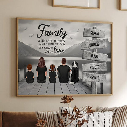 Retro Vintage Family A Little Whole Lot of Love Sign Posts Personalized Poster, Unique 2024 Christmas Gift For Family